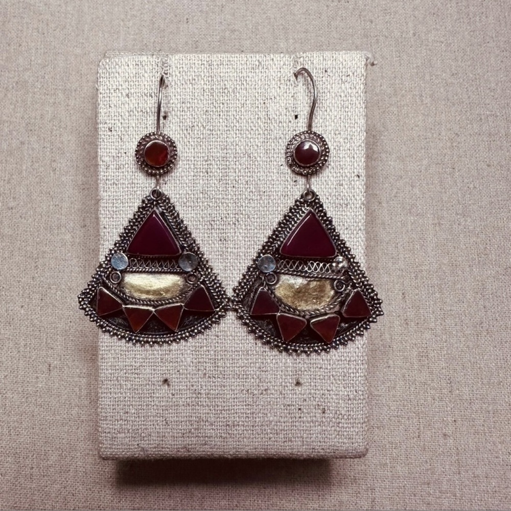 Vintage | Earrings | Vintage Afghan Silver Red Agate Earrings
